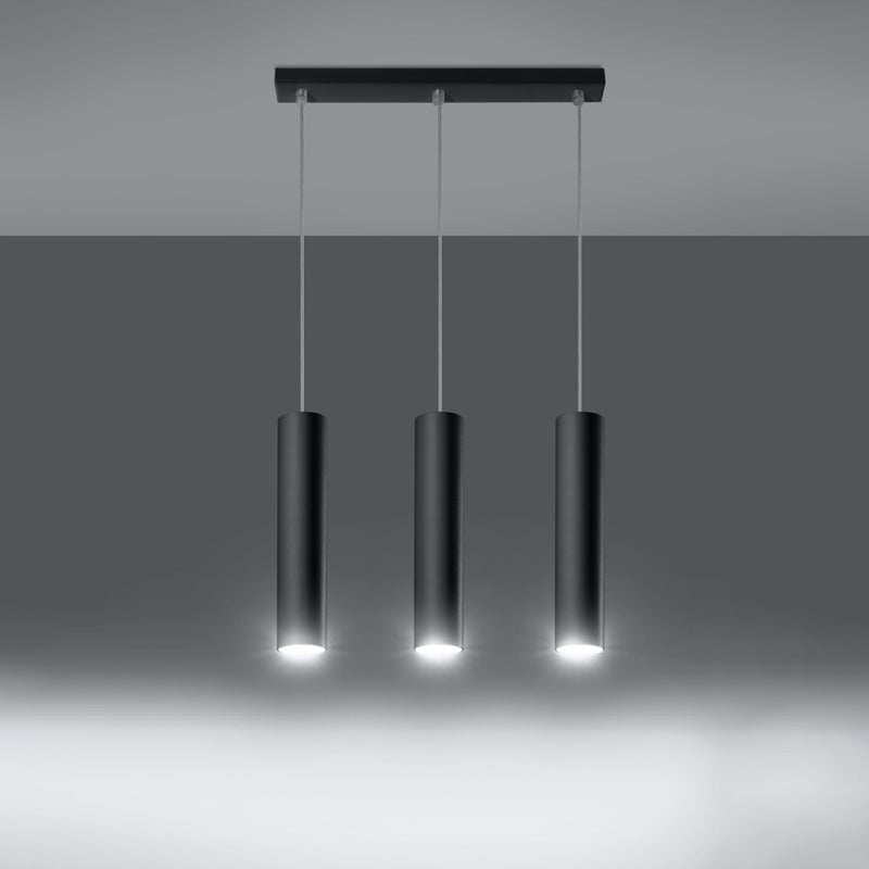 Lampa wisząca TORIS 3L czarny LED 3000K - 45x6x90cm Sollux
