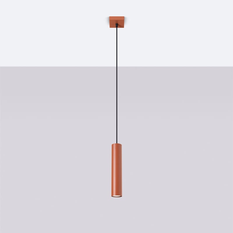 Lampa wisząca TORIS 1 ochra czerwona LED 3000K - 8x8x118cm Sollux