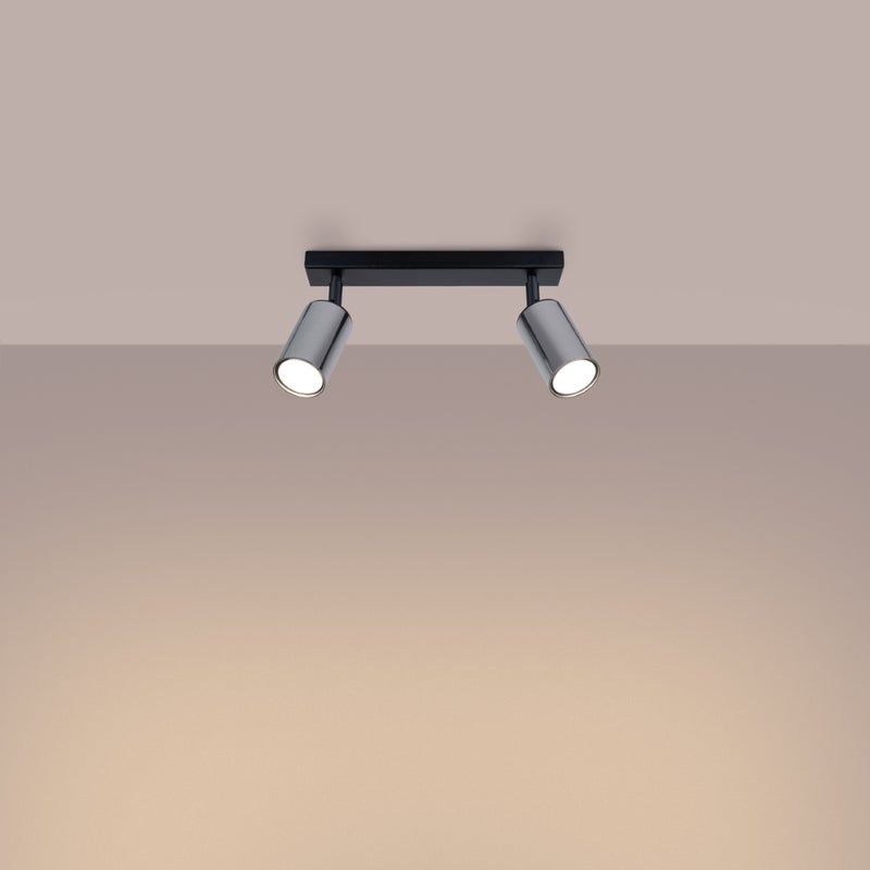 Plafon GLOIS 2 czarny/chrom LED 3000K - 30x6x18.5cm Sollux