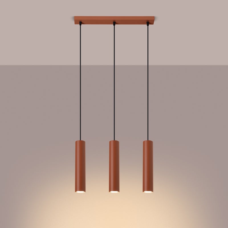 Lampa wisząca TORIS 3L ochra czerwona LED 3000K - 45x6x98cm Sollux
