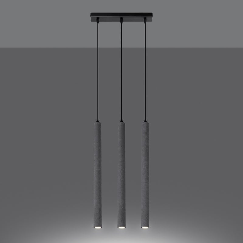 Lampa wisząca BRILL 3L beton LED 3000K - 30x3.5x110cm Sollux