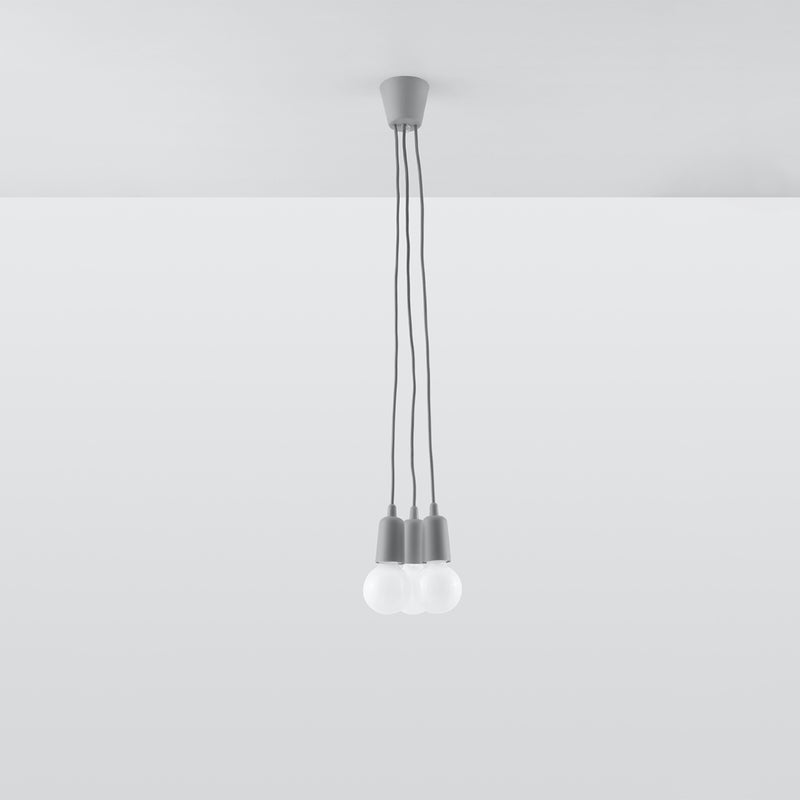 Lampa wisząca ASTIS 3 szara LED 4000K - 15x15x90cm Sollux