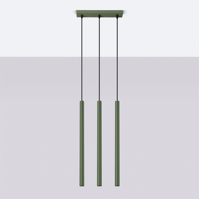 Lampa wisząca BRILL 3 zielona oliwka LED 4000K - 30x5x94cm Sollux