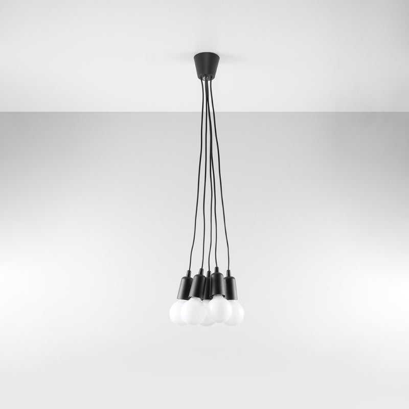 Lampa wisząca ASTIS 5 czarna LED 4000K - 25x25x90cm Sollux
