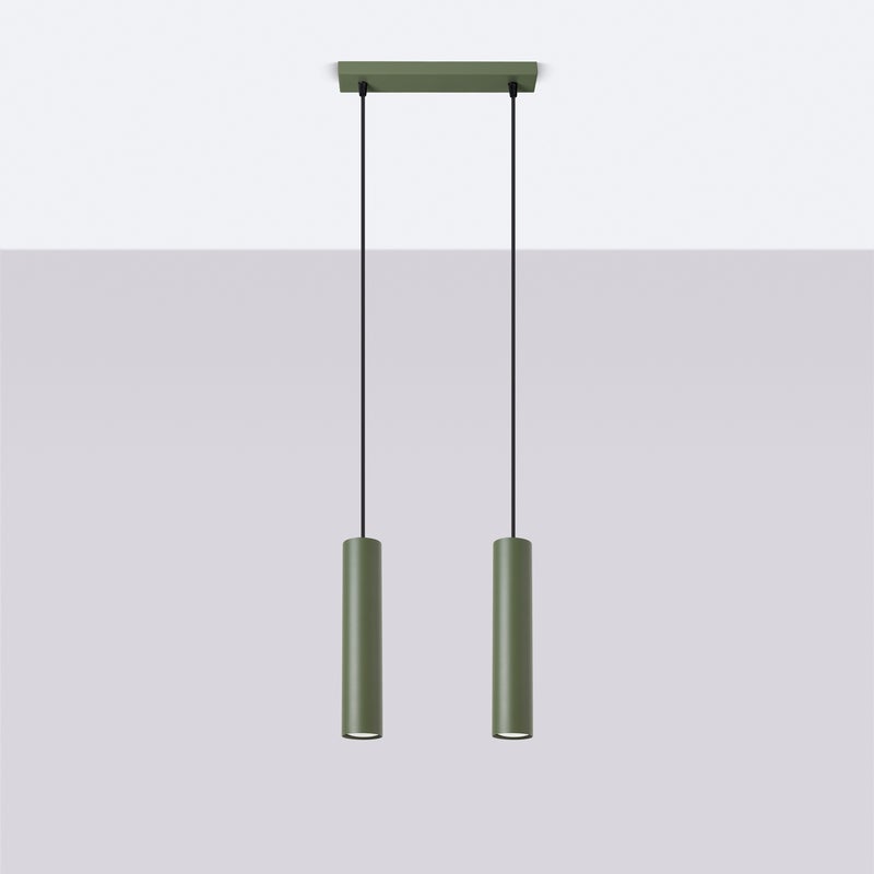 Lampa wisząca TORIS 2 zielona oliwka LED 4000K - 30x6x105cm Sollux