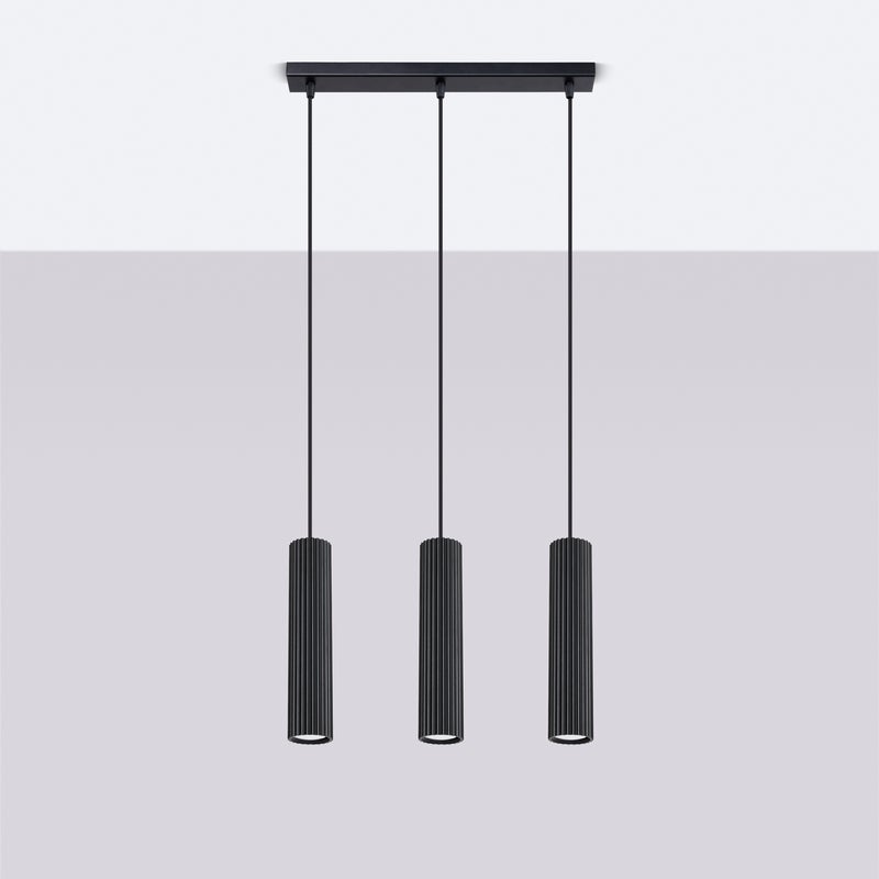 Lampa wisząca GLOOW 3L czarny LED 4000K - 45x6.5x98cm Sollux