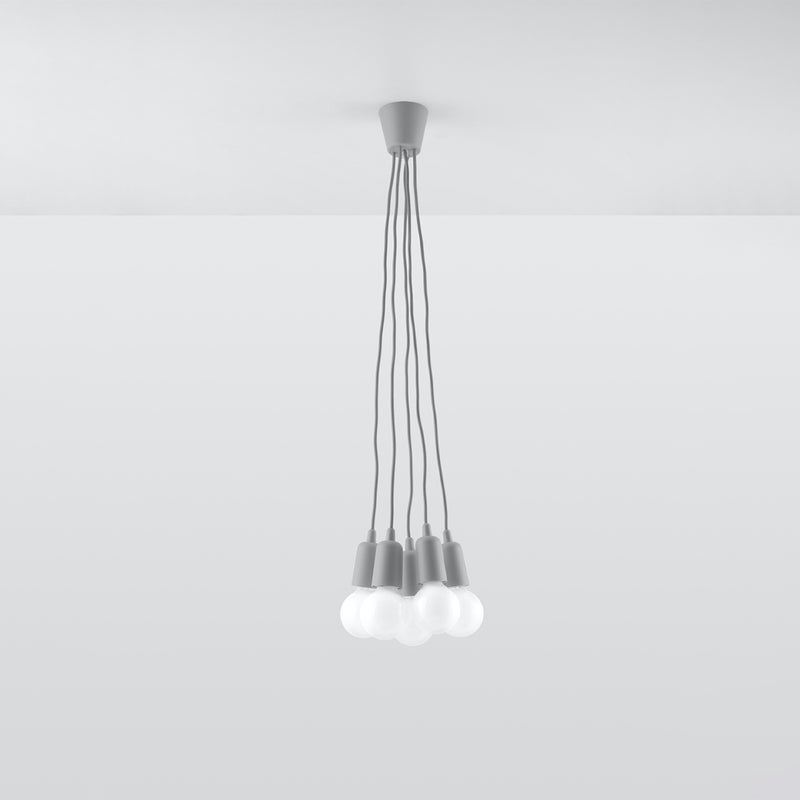 Lampa wisząca ASTIS 5 szara LED 4000K - 25x25x90cm Sollux