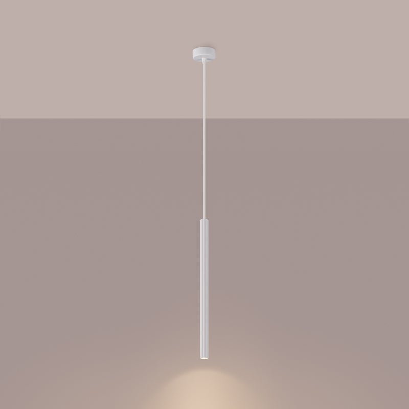 Lampa wisząca ELARA 1 biała LED 3000K - 8x8x120cm Sollux