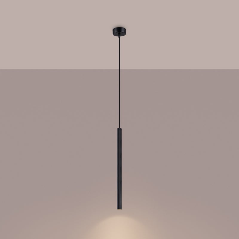 Lampa wisząca ELARA 1 czarna LED 3000K - 8x8x120cm Sollux