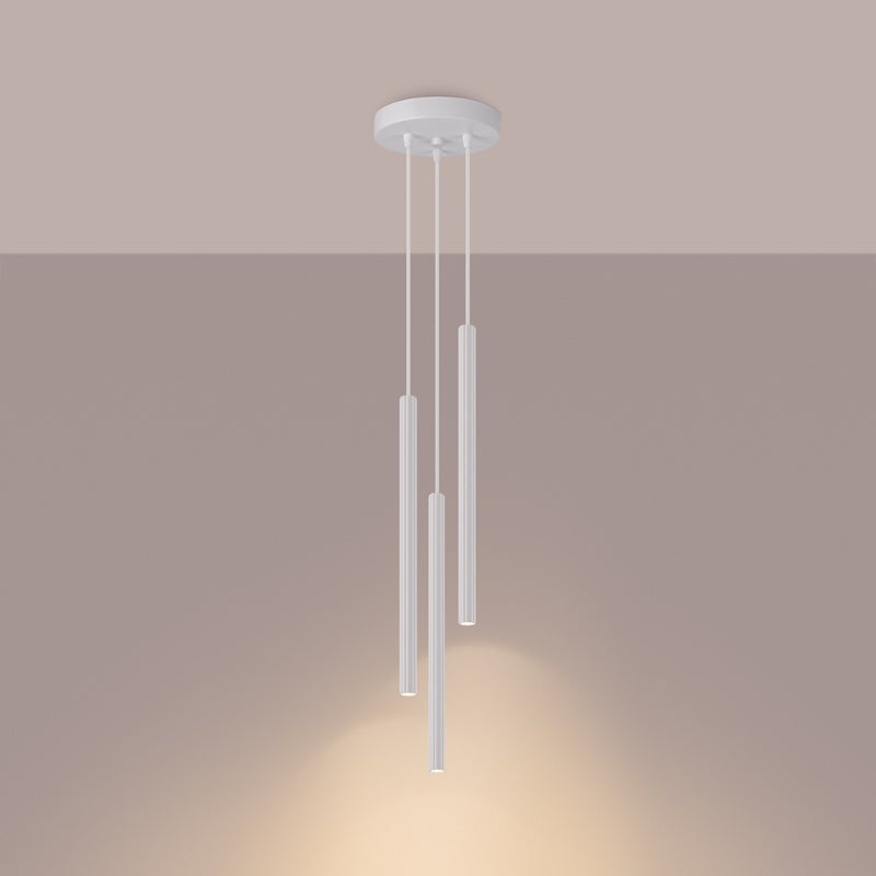 Lampa wisząca ELARA 3P biała LED 3000K - 20x20x120cm Sollux