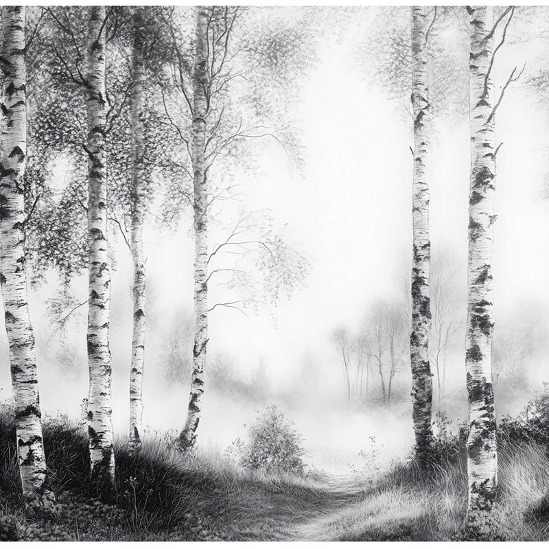 Fototapeta Las Czarno Biały Drzewa Natura 350x250 cm Tapeta Do Sypialni Salonu Kuchni Na Flizelinie