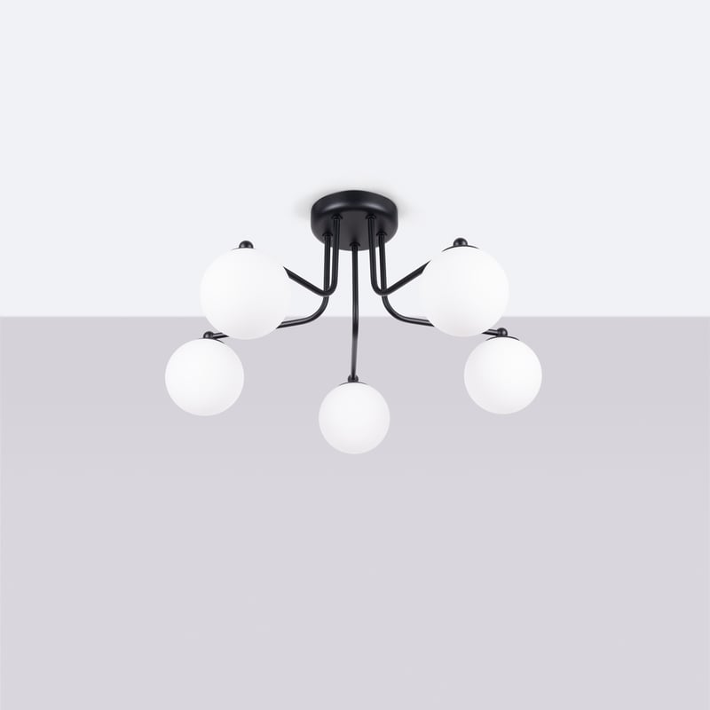 Żyrandol BEALY 5 czarny LED 4000K - 58x64x29cm Sollux