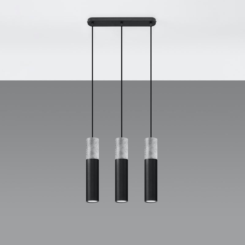 Lampa wisząca LUME 3L czarny LED 4000K - 45x6x90cm Sollux