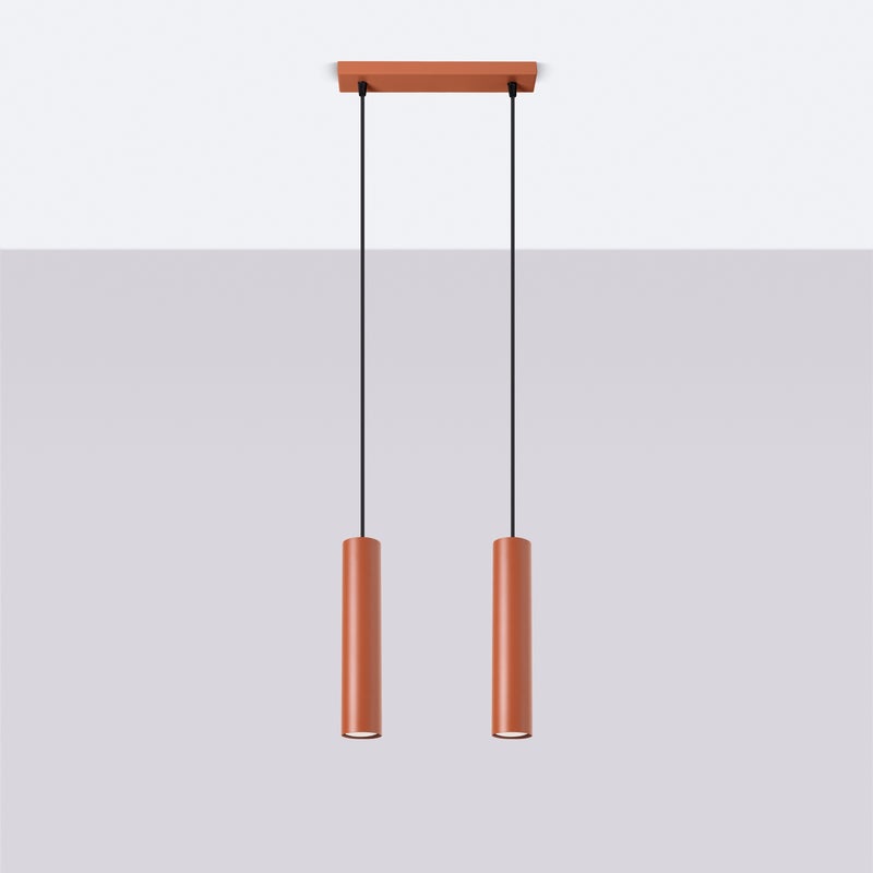 Lampa wisząca TORIS 2 ochra czerwona LED 4000K - 30x6x105cm Sollux