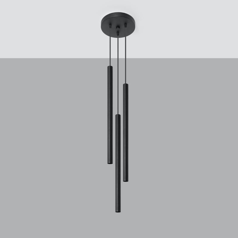 Lampa wisząca BRILL 3P czarna LED 4000K - 20x20x90cm Sollux