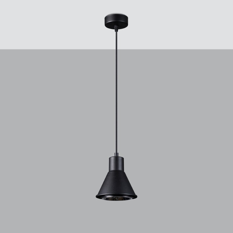 Lampa wisząca ZYLATA 1 czarna [ES111] LED 4000K - 14x14x120cm Sollux