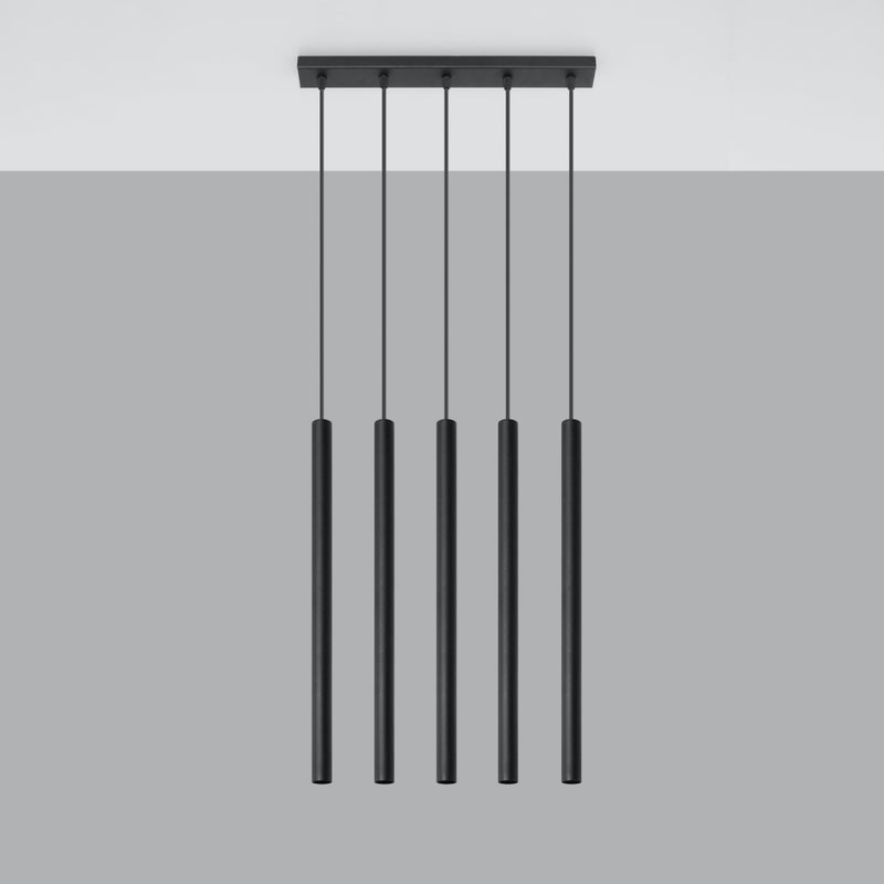 Lampa wisząca BRILL 5 czarna LED 4000K - 45x5x90cm Sollux