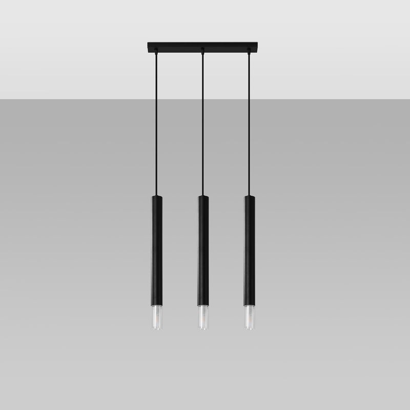 Lampa wisząca ECLIM 3 czarna LED 4000K - 45x6x120cm Sollux