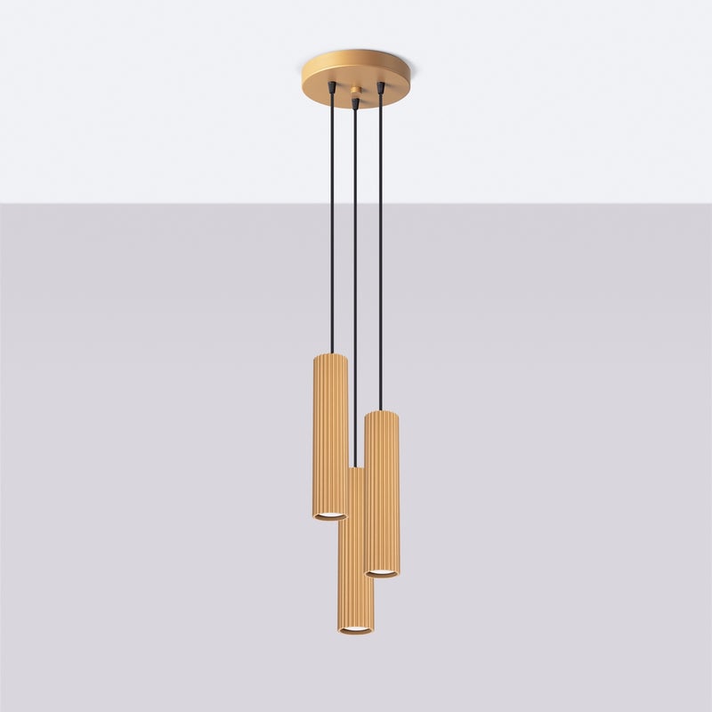 Lampa wisząca GLOOW 3P złoty LED 4000K - 19.5x19.5x108cm Sollux