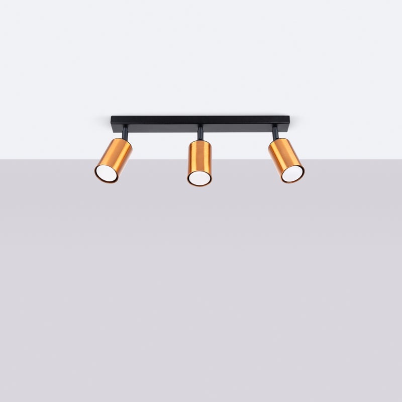 Plafon GLOIS 3 czarny/miedź LED 4000K - 45x6x18.5cm Sollux