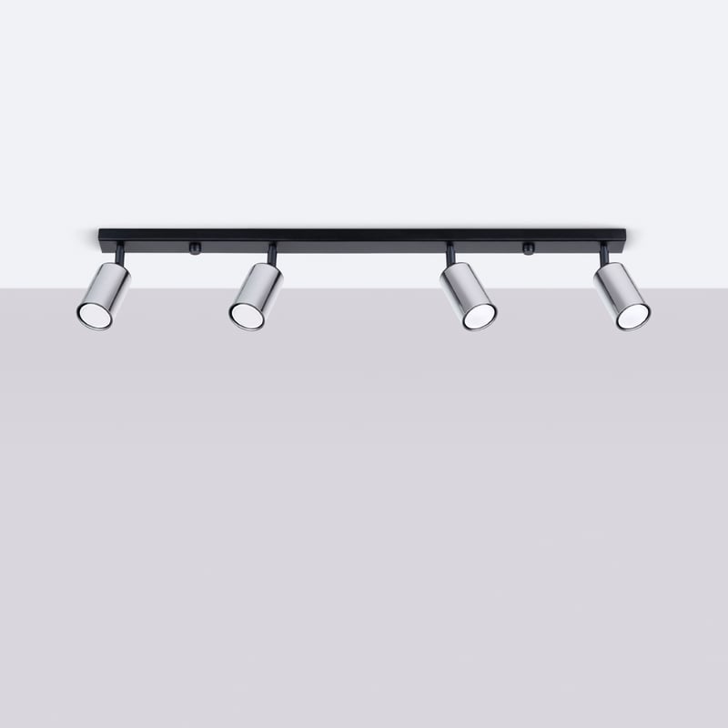 Plafon GLOIS 4L czarny/chrom LED 4000K - 82x6x18.5cm Sollux