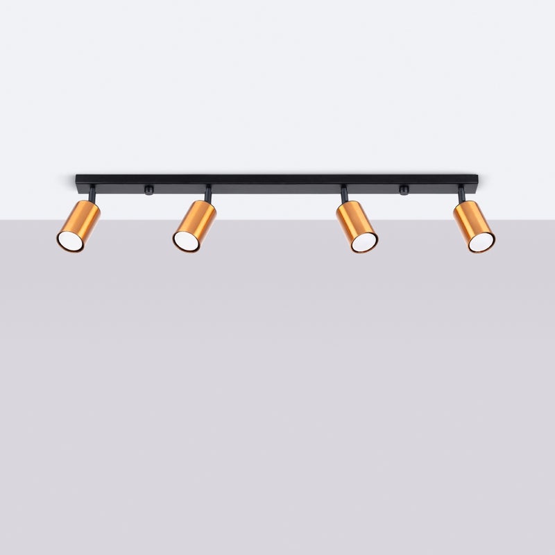 Plafon GLOIS 4L czarny/miedź LED 4000K - 82x6x18.5cm Sollux