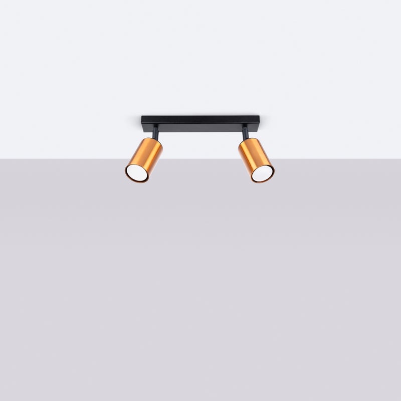 Plafon GLOIS 2 czarny/miedź LED 4000K - 30x6x18.5cm Sollux