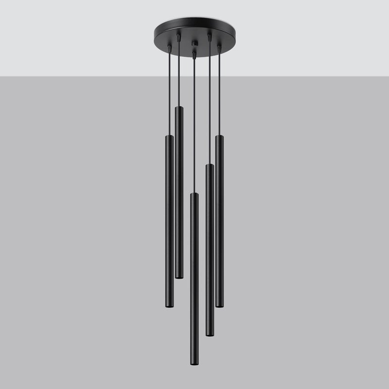 Lampa wisząca BRILL 5P czarna LED 4000K - 25x25x110cm Sollux