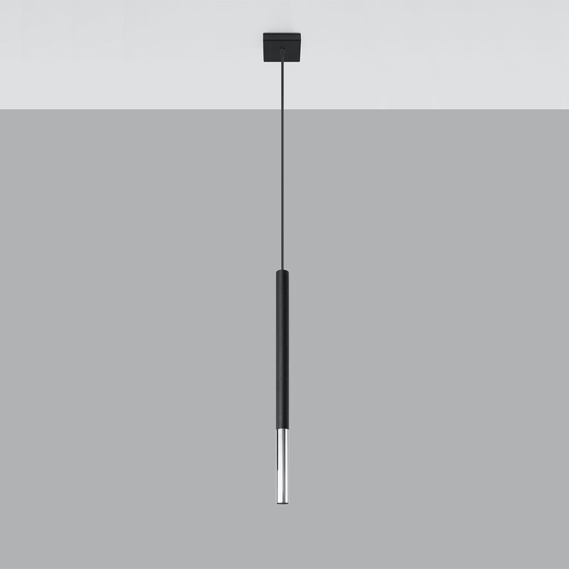 Lampa wisząca FLAR 1 czarny/chrom LED 4000K - 8x8x100cm Sollux