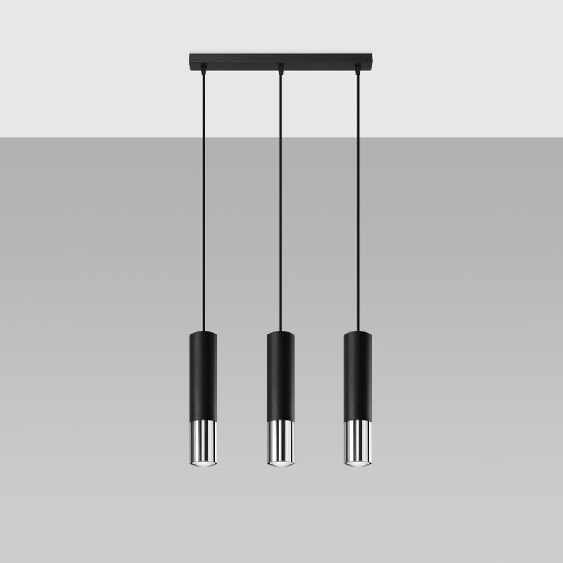 Lampa wisząca ZARPEX 3L czarny/chrom LED 4000K - 45x6x90cm Sollux