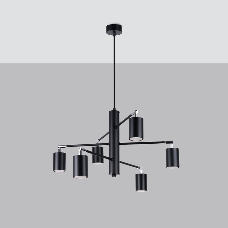 Żyrandol TORIM 6 czarny LED 4000K - 77x77x125cm Sollux