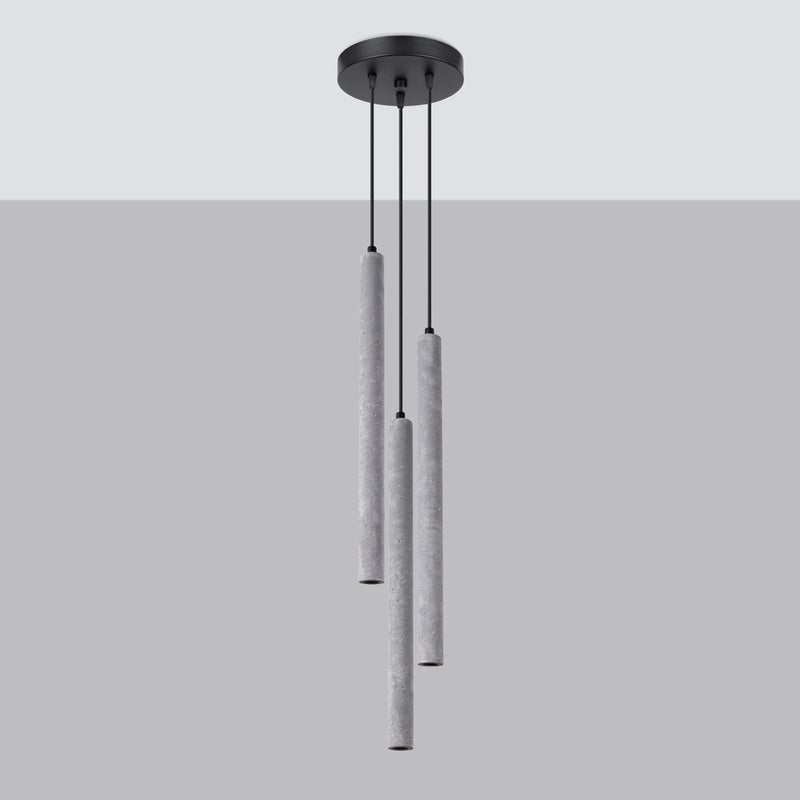 Lampa wisząca BRILL 3P beton LED 4000K - 19.5x19.5x115cm Sollux