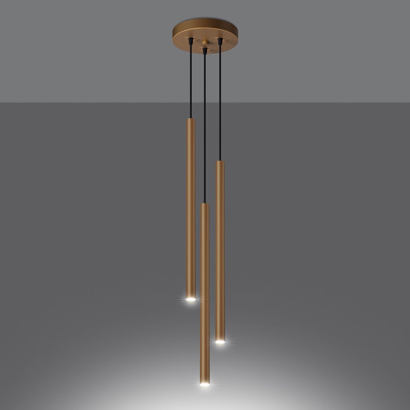 Lampa wisząca BRILL 3P złota LED 3000K - 20x20x115cm Sollux