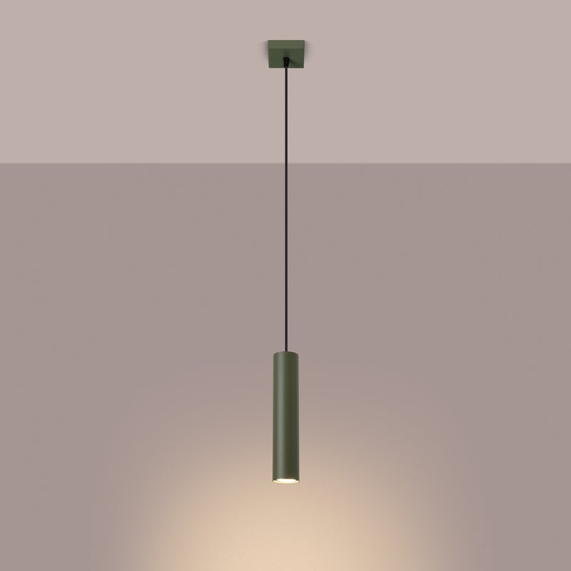 Lampa wisząca TORIS 1 zielona oliwka LED 3000K - 8x8x118cm Sollux