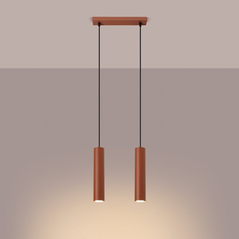 Lampa wisząca TORIS 2 ochra czerwona LED 3000K - 30x6x105cm Sollux