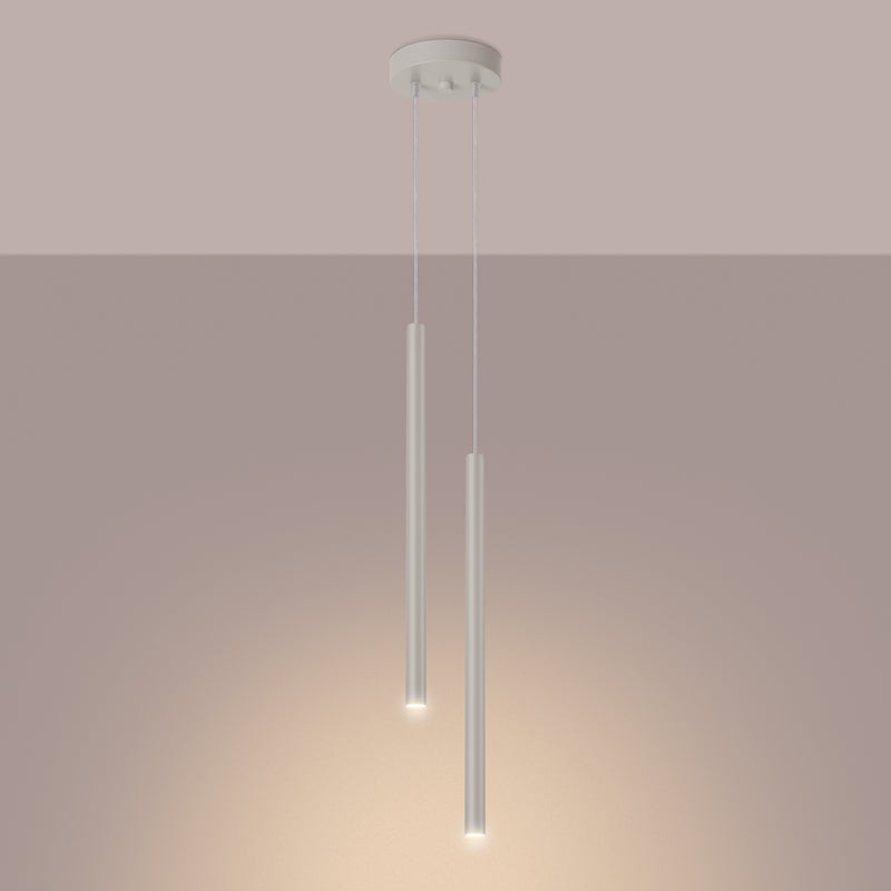 Lampa wisząca BRILL 2 beżowa LED 3000K - 15x15x114cm Sollux