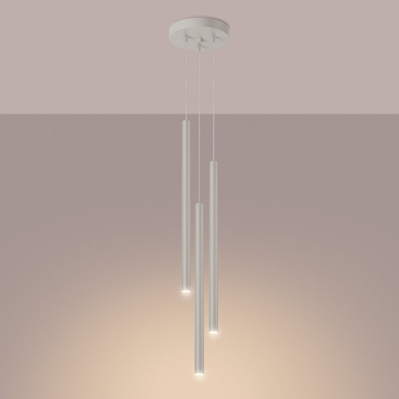 Lampa wisząca BRILL 3P beżowa LED 3000K - 19.5x19.5x104cm Sollux