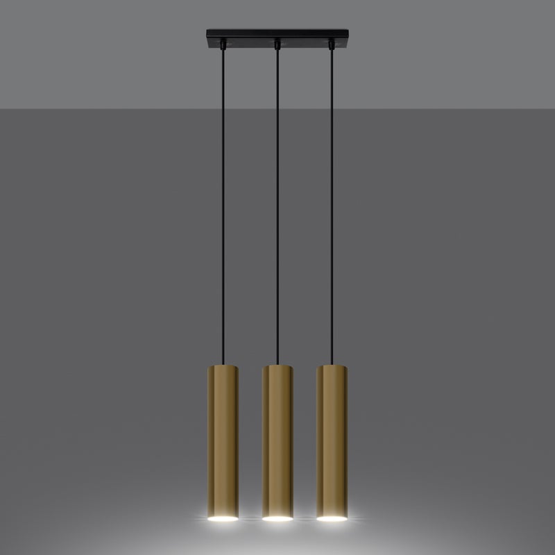 Lampa Wisząca TORIS 3 złoty połysk LED 3000K - 45x6x90cm Sollux
