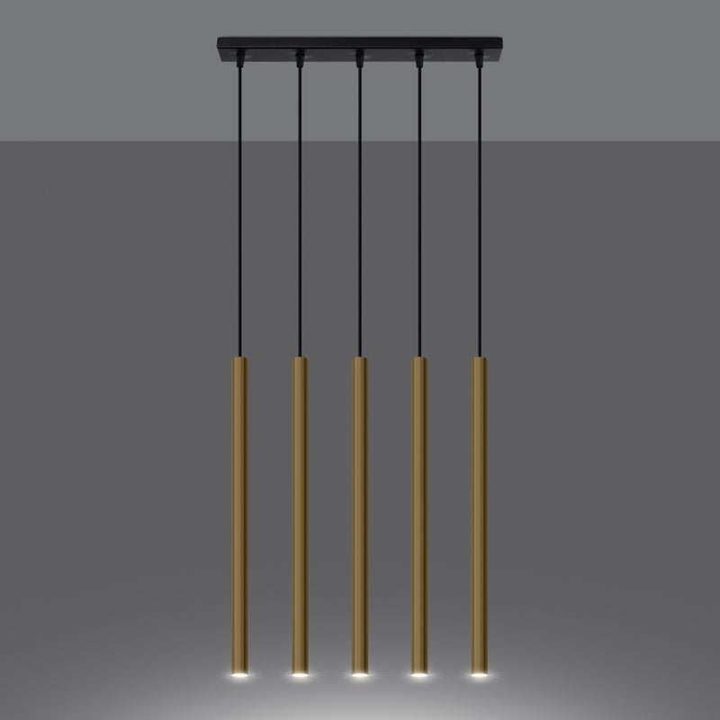 Lampa Wisząca BRILL 5L złoty połysk LED 3000K - 45x5x90cm Sollux