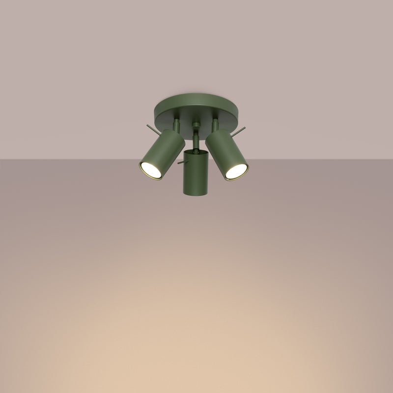 Plafon BRIIX 3P zielony oliwkowy LED 3000K - 19.5x19.5x18.5cm Sollux