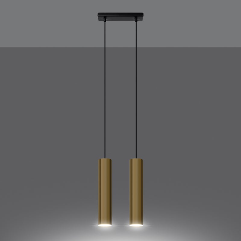 Lampa Wisząca TORIS 2 złoty połysk LED 3000K - 30x6x90cm Sollux