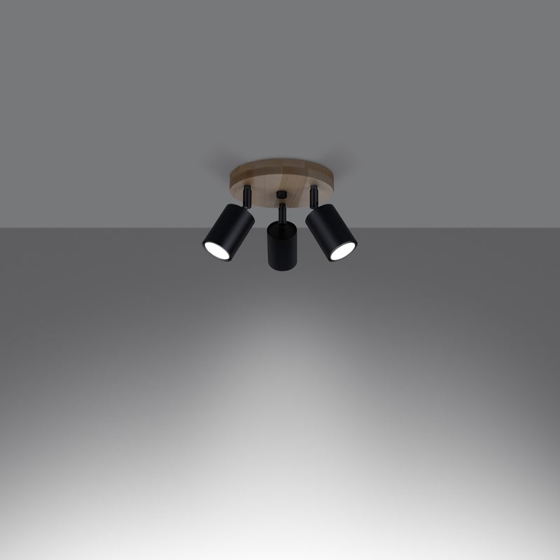 Plafon FLARE 3P czarny LED 3000K - 33x33x17cm Sollux