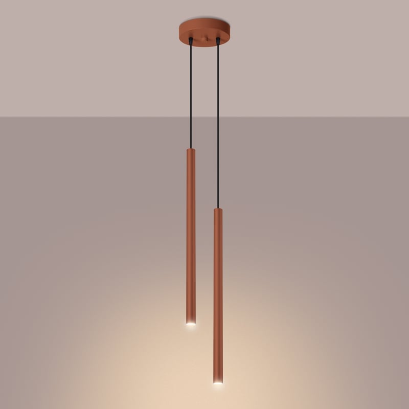 Lampa wisząca BRILL 2 ochra czerwona LED 3000K - 15x15x114cm Sollux