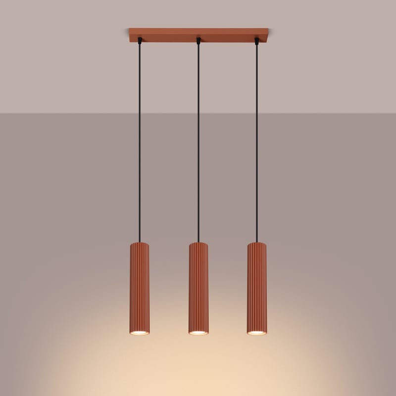 Lampa wisząca GLOOW 3L ochra czerwona LED 3000K - 45x6.5x98cm Sollux