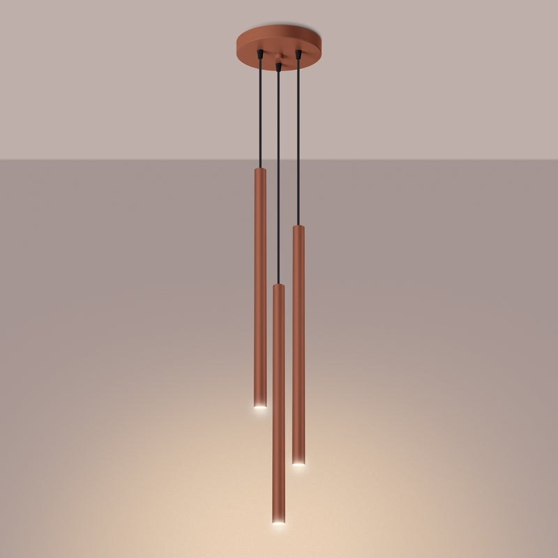 Lampa wisząca BRILL 3P ochra czerwona LED 3000K - 19.5x19.5x104cm Sollux