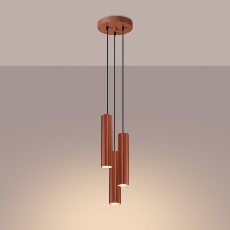 Lampa wisząca GLOOW 3P ochra czerwona LED 3000K - 19.5x19.5x108cm Sollux