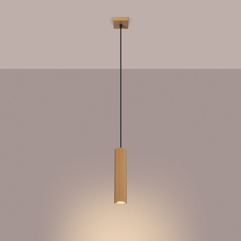 Lampa wisząca GLOOW 1 złoty LED 3000K - 8x8x118cm Sollux