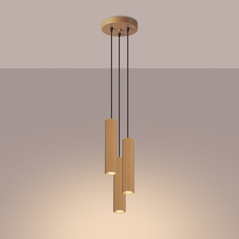 Lampa wisząca GLOOW 3P złoty LED 3000K - 19.5x19.5x108cm Sollux