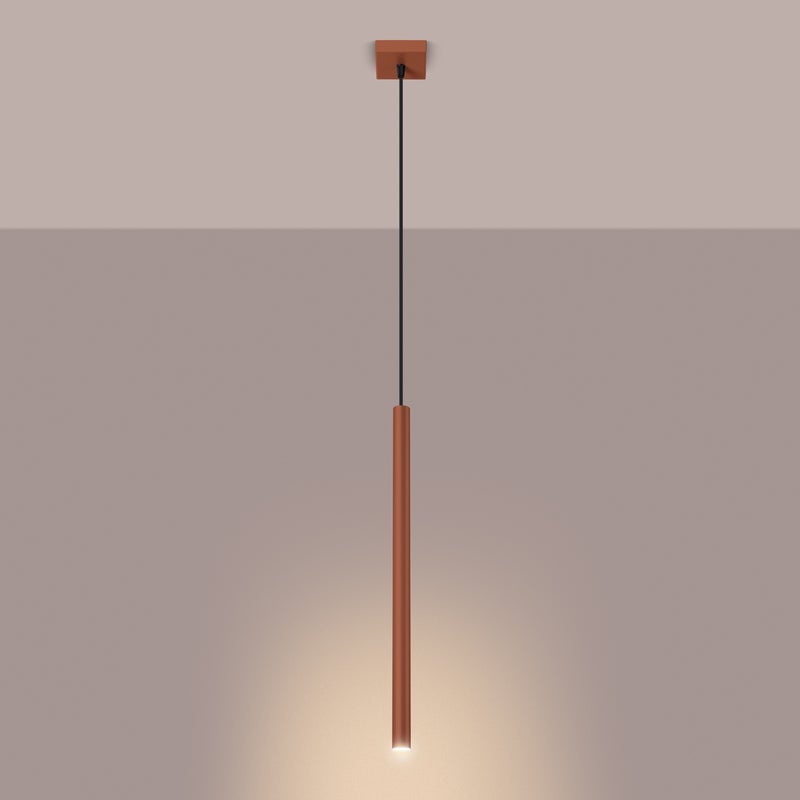 Lampa wisząca BRILL 1 ochra czerwona LED 3000K - 8x8x114cm Sollux