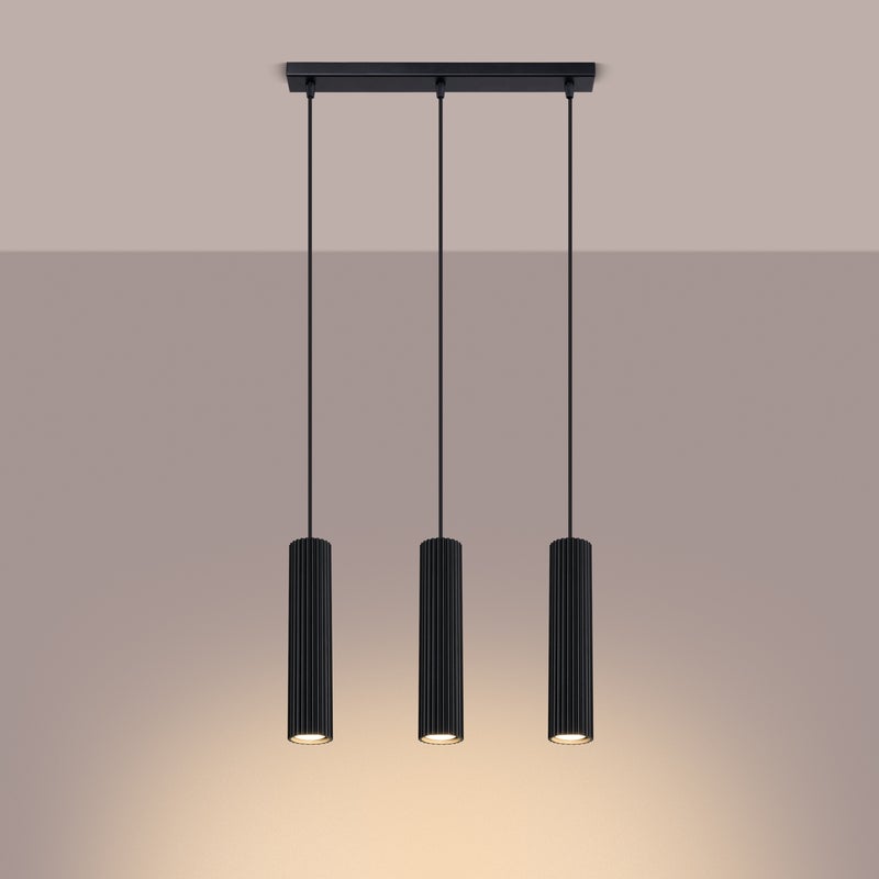 Lampa wisząca GLOOW 3L czarny LED 3000K - 45x6.5x98cm Sollux